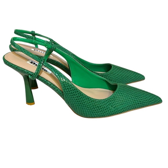 Dune London heels Cabanna green snake slingback pointy toe shoes size 7 US 38 EU - Picture 2 of 10